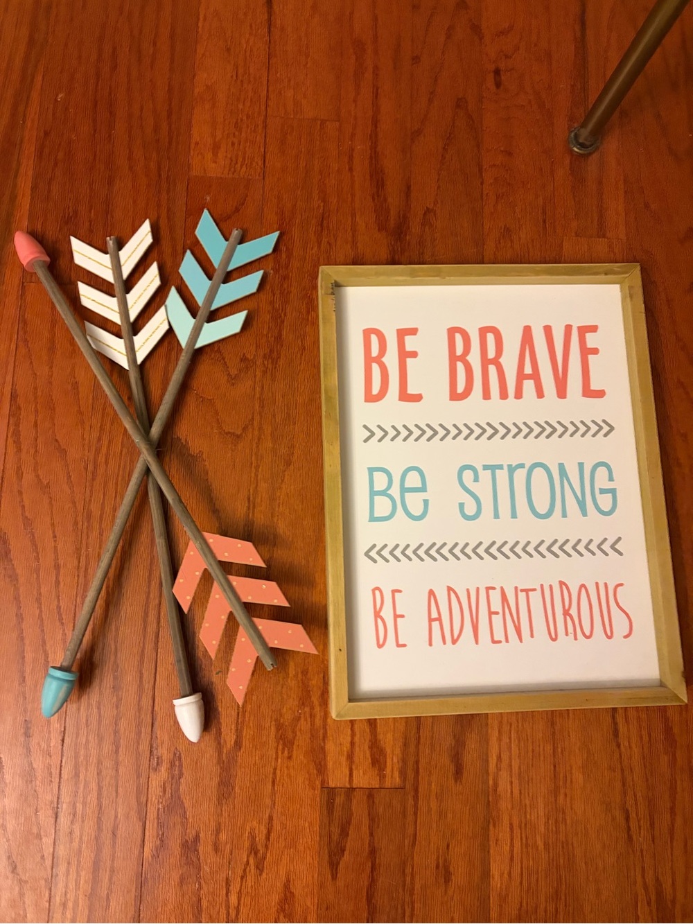 Be Brave Be Strong Be Adventurous Framed Wall Art - Coral & Aqua